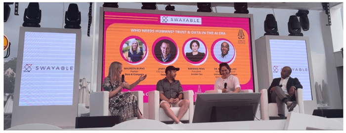 James Slezak, CEO of Swayable, on stage at Cannes Lions 2023
